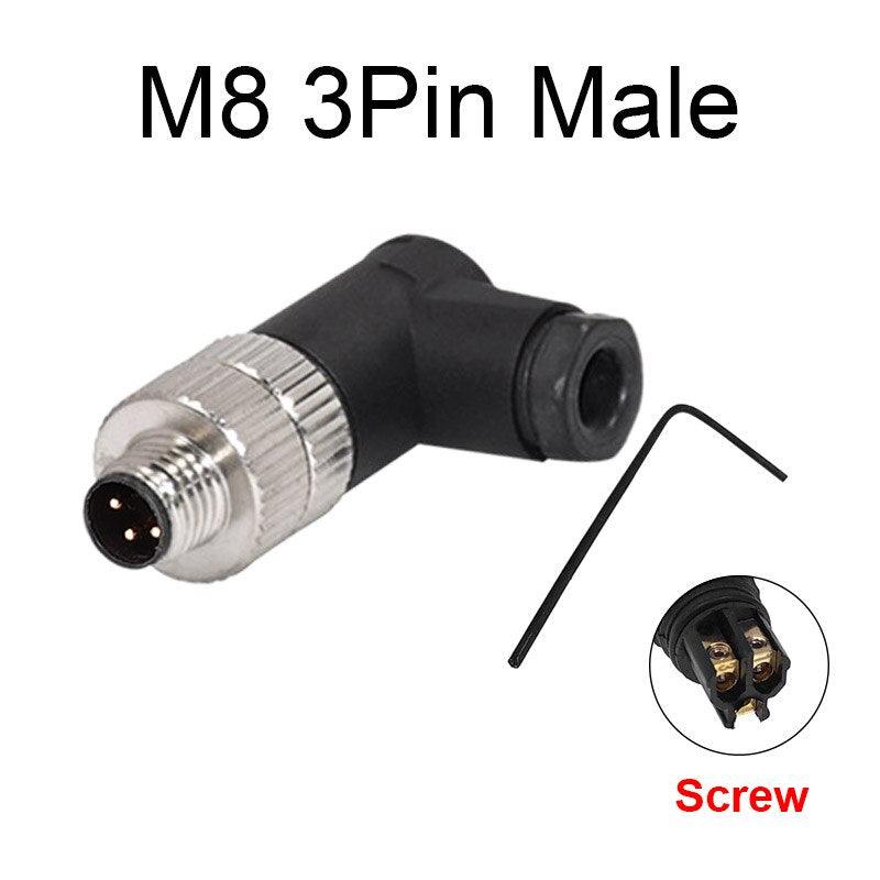 1Pc M8 sensor connector waterproof male&female plug straight angle screw threaded coupling 3 4 Pin Flange Socket back mount.m8 3 pin connector