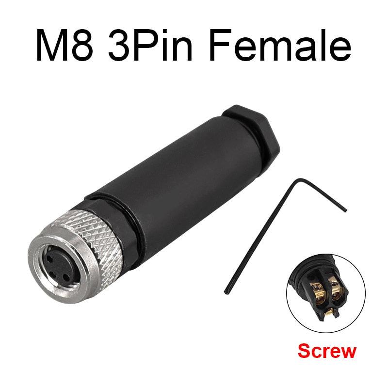 1Pc M8 sensor connector waterproof male&female plug straight angle screw threaded coupling 3 4 Pin Flange Socket back mount.m8 3 pin connector