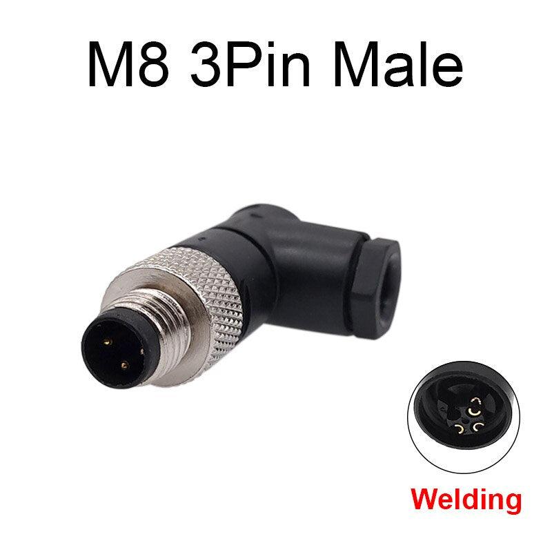 1Pc M8 sensor connector waterproof male&female plug straight angle screw threaded coupling 3 4 Pin Flange Socket back mount.m8 3 pin connector