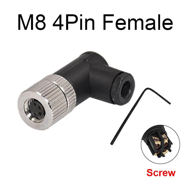 1Pc M8 sensor connector waterproof male&female plug straight angle screw threaded coupling 3 4 Pin Flange Socket back mount.