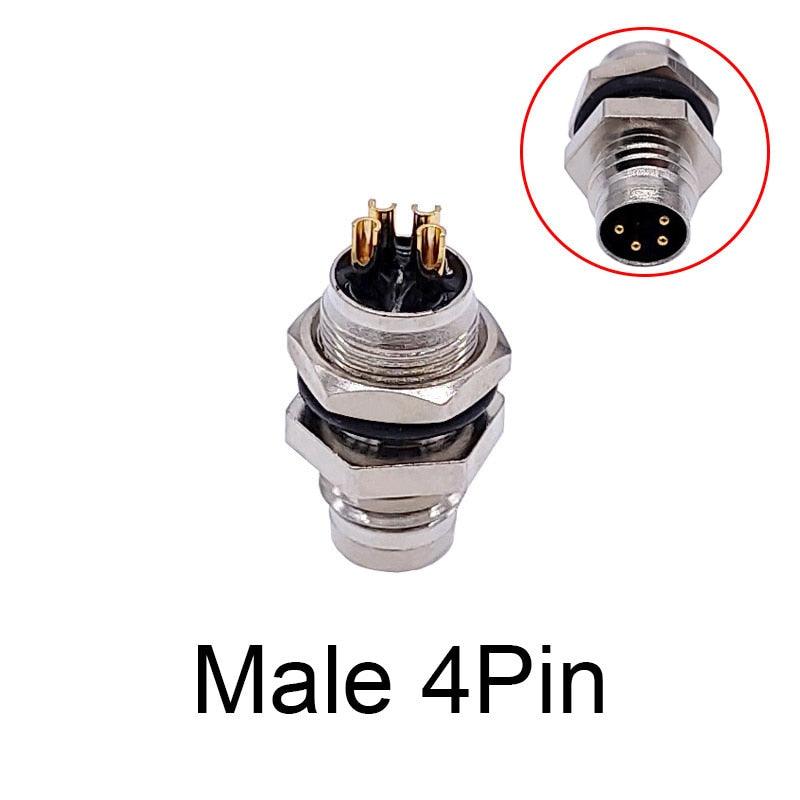 1Pc M8 sensor connector waterproof male&female plug straight angle screw threaded coupling 3 4 Pin Flange Socket back mount.