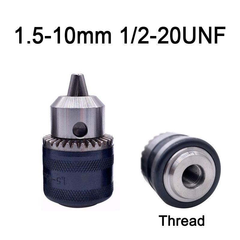 1pcs 1.5-10mm B12 3/8 Thread Drill Chuck Conversion Drill Chuck 1/2 M12x1.25  Wrench Into Electric Drill Keyless 3 Jaw Chuck.