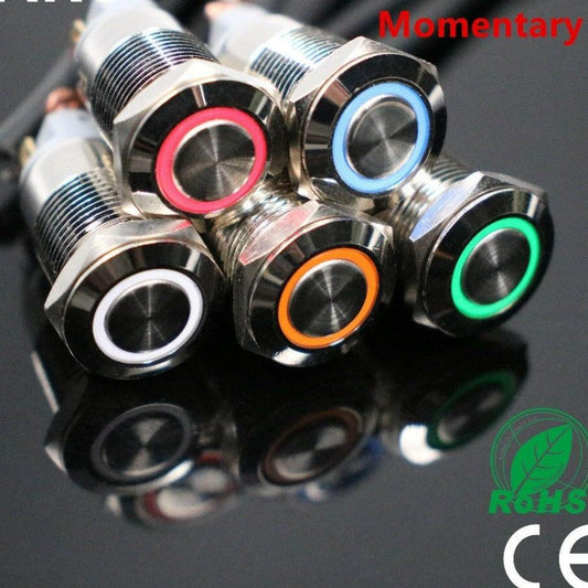 220v push button switch,12mm switch with led