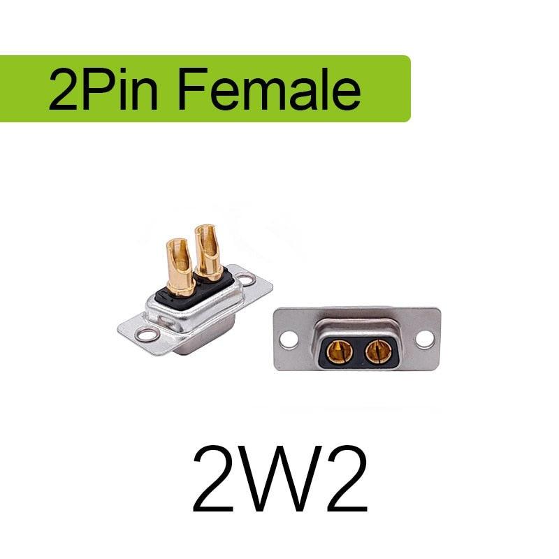 1PCS 2W2 2V2 30A 2 PIN Gold plated male female high current Connector D-SUB adapter solder type 2pin plug socket high power.