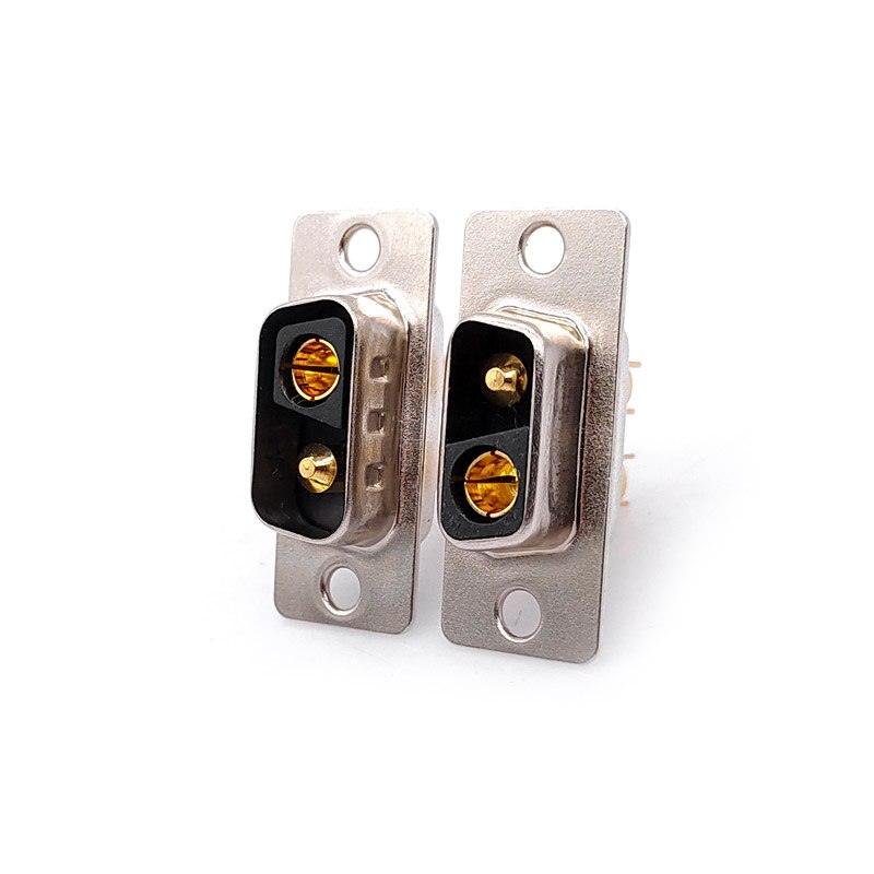 1PCS 2W2 2V2 30A 2 PIN Gold plated male female high current Connector D-SUB adapter solder type 2pin plug socket high power.