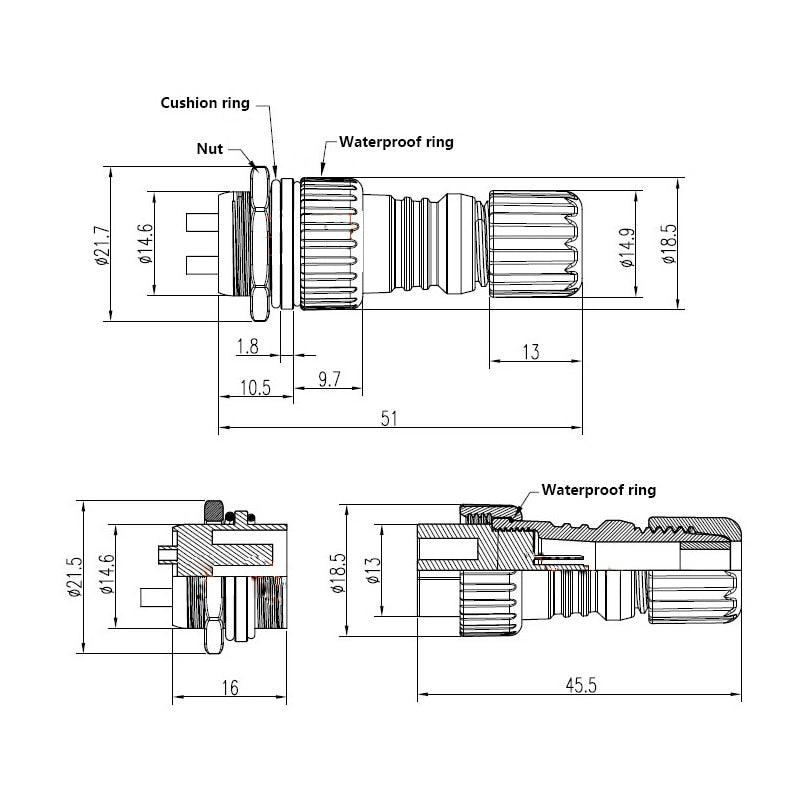 1set GX16 2/3/4/5/6/7/8/9/10 Pin aviation connector M16 waterproof male&female plug and socket IP65.