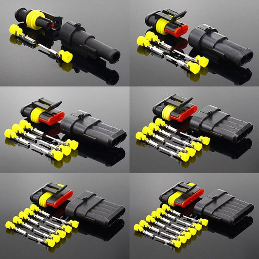 2-5sets Kit 2 pin 1/2/3/4/5/6 pins Way AMP Super seal Waterproof Electrical Wire Connector Plug for car waterproof connector.