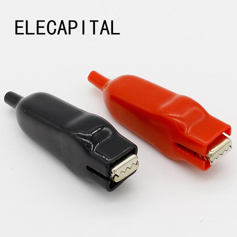 2 PCS Sheathed Alligator Clips Electrical DIY Test Leads Alligator Double-Ended Crocodile Clips Roach Electrical Jumper Wire.