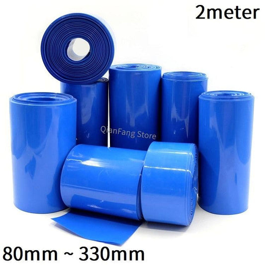 2M PVC Heat Shrink Tube for 18650 Lithium Battery Pack Cover Shrinkable Insulated Cable Sleeve 80 ~ 330mm Blue Sheath Film Wrap.
