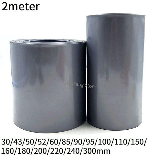 2M PVC Heat Shrink Tube for 18650 Lithium Battery Pack Cover Shrinkable Insulated Cable Sleeve 80 ~ 330mm Grey Sheath Film Wrap.