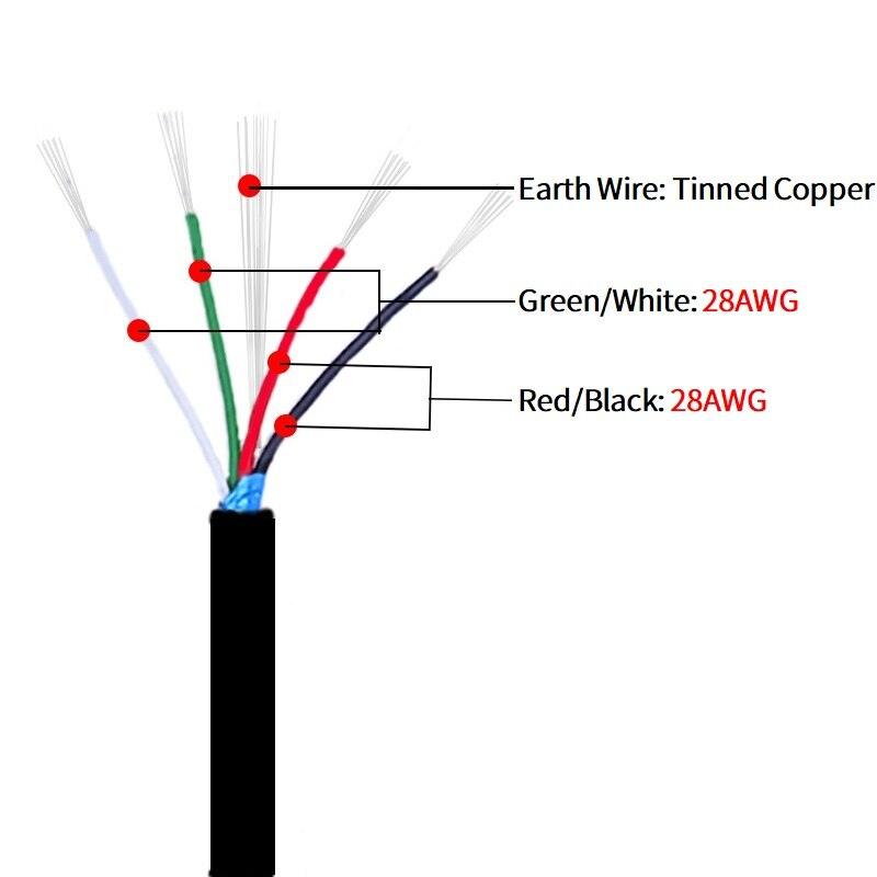 2M/10M Shielded Wire 28AWG - 16AWG Aluminum Foil Tinned Copper Line 4Cores Soft PVC UL2725 DIY USB Audio Electronic Signal Cable.