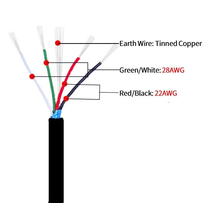 2M/10M Shielded Wire 28AWG - 16AWG Aluminum Foil Tinned Copper Line 4Cores Soft PVC UL2725 DIY USB Audio Electronic Signal Cable.