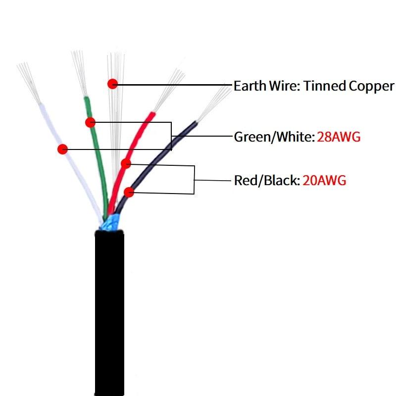 2M/10M Shielded Wire 28AWG - 16AWG Aluminum Foil Tinned Copper Line 4Cores Soft PVC UL2725 DIY USB Audio Electronic Signal Cable.