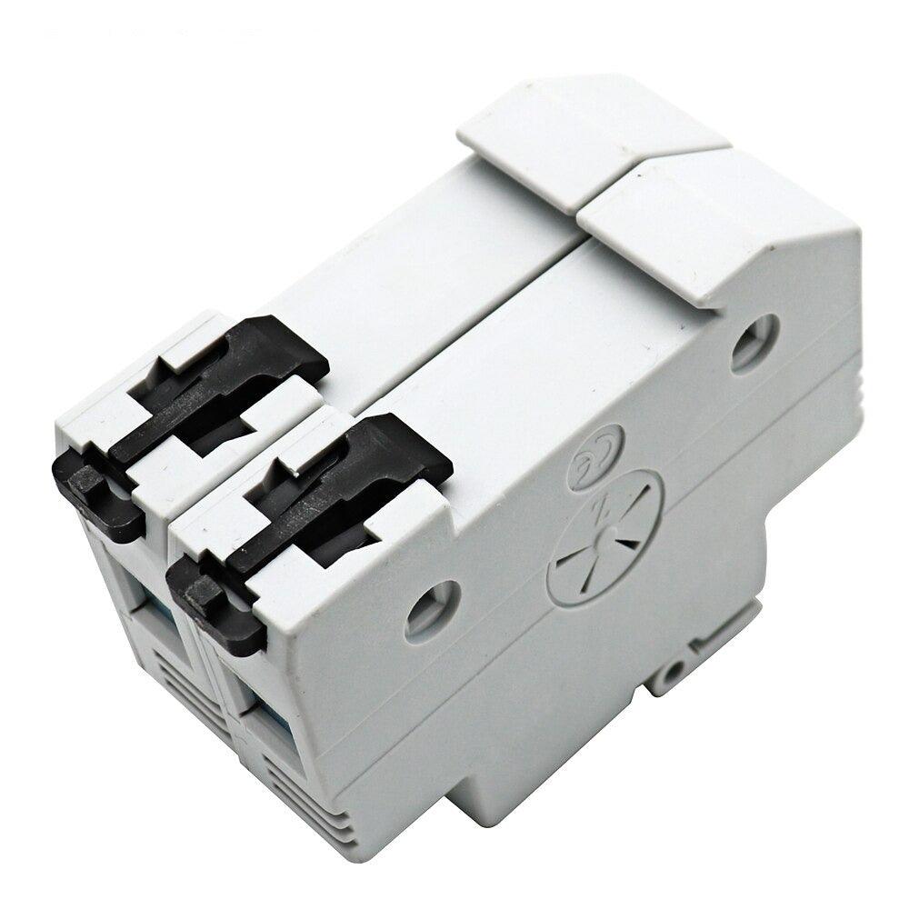 2P Din Rail Solar PV DC Fuse Holders suitable for 10*38mm DC PV Fuse Link for Solar Photovoltaic System Protection Protector.
