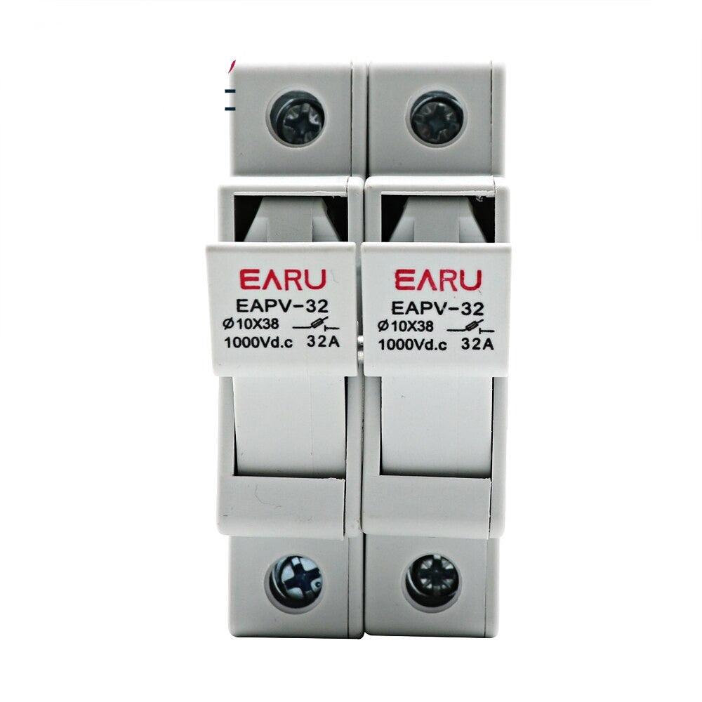 2P Din Rail Solar PV DC Fuse Holders suitable for 10*38mm DC PV Fuse Link for Solar Photovoltaic System Protection Protector.