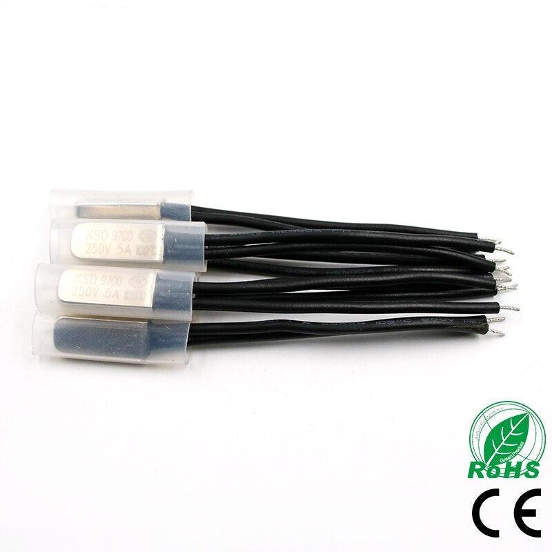 2PCS KSD9700 250V 5A BIMETAL DISC TEMPERATURE SWITCH N/O NORMAL OPEN NO THERMOSTAT THERMAL PROTECTOR 40~135 DEGREE CENTIGRADE.