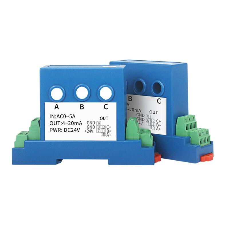 3 Phase Current Transmitter 4-20ma 0-5v 0-10v Analog output Perforated Three Phase Ampere Signal Transducer.