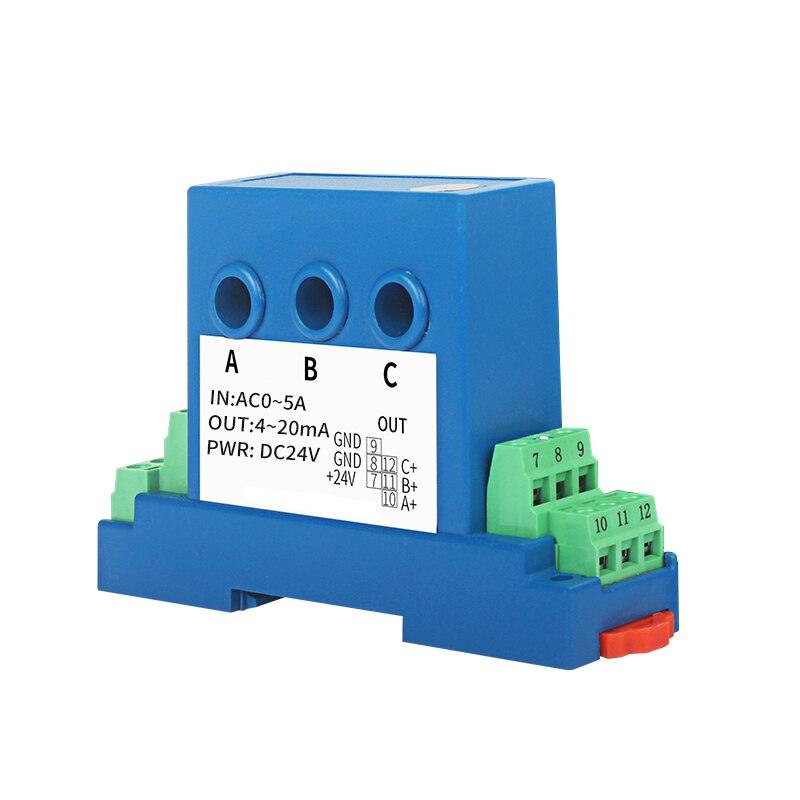 3 Phase Current Transmitter 4-20ma 0-5v 0-10v Analog output Perforated Three Phase Ampere Signal Transducer.