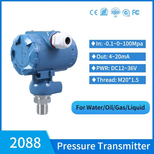 4-20ma Capacitive Pressure Transmitter Water Diesel Fuel Tank Pressure Sensor M20*1.5 Piezoelectric Pressure Transmitter.