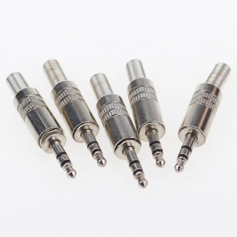 5 pcs 3.5mm 3-Pole Stereo Metal Plug Connector 3.5 Plug & Jack Adapter With Soldering Wire Terminals 3.5mm Stereo Plug.