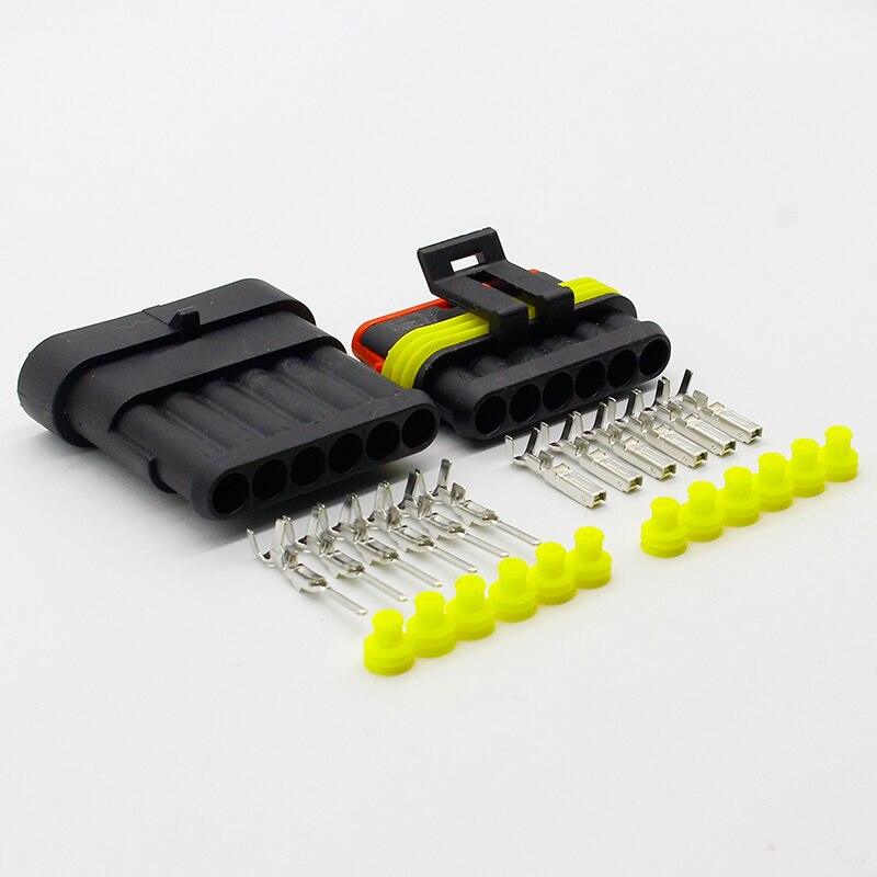 5 Sets NEW Car Part 6 Pin Way Sealed Waterproof Electrical Wire Auto Connector Plug Set Free Shipping.