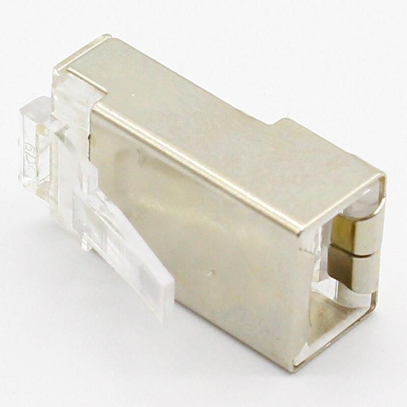 50pcs rj45 connector cat6 shielded network connectors rj45 plug 8p8c terminals for stp ethernet Cable switches modem.