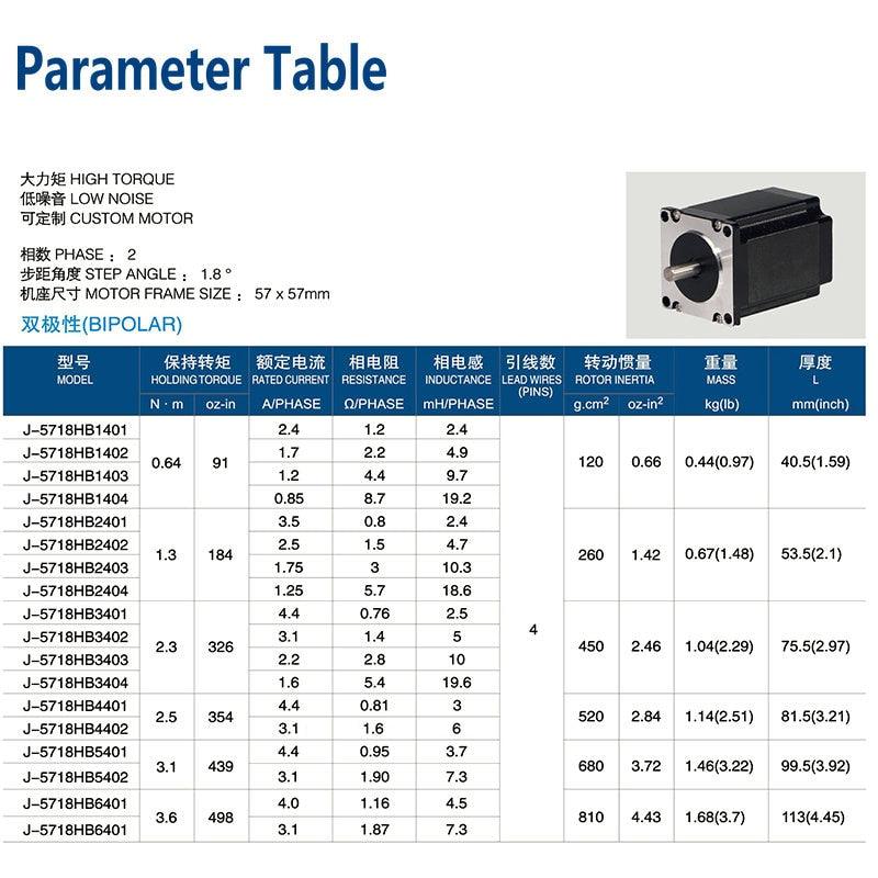 57 Stepper motor 18 Step angle 5718HB3/57BYGH34 2.3N.m NEMA23 76MM length D type M8 shaft length 20mm.