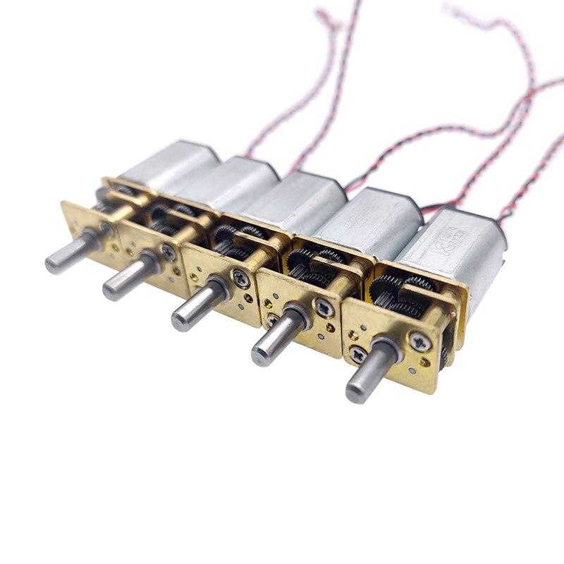 5Pcs G12-N20 Micro Metal Gear Motor with Gearwheel DC Motors Reduction motor D shaft 3V-9V rated voltage 6V rated speed 66RPM.