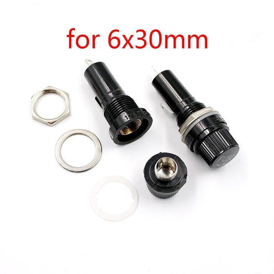 5pcs/lot 6*30mm glass fuse holders 6x30 black insurance tube socket fuse holder for 6*30 insurance Panel Mount Fuse Holder