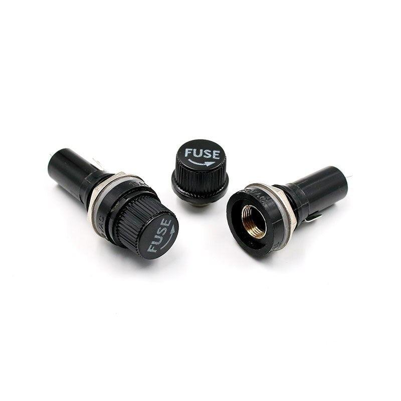 5pcs/lot 6*30mm glass fuse holders 6x30 black insurance tube socket fuse holder for 6*30 insurance Panel Mount Fuse Holder.