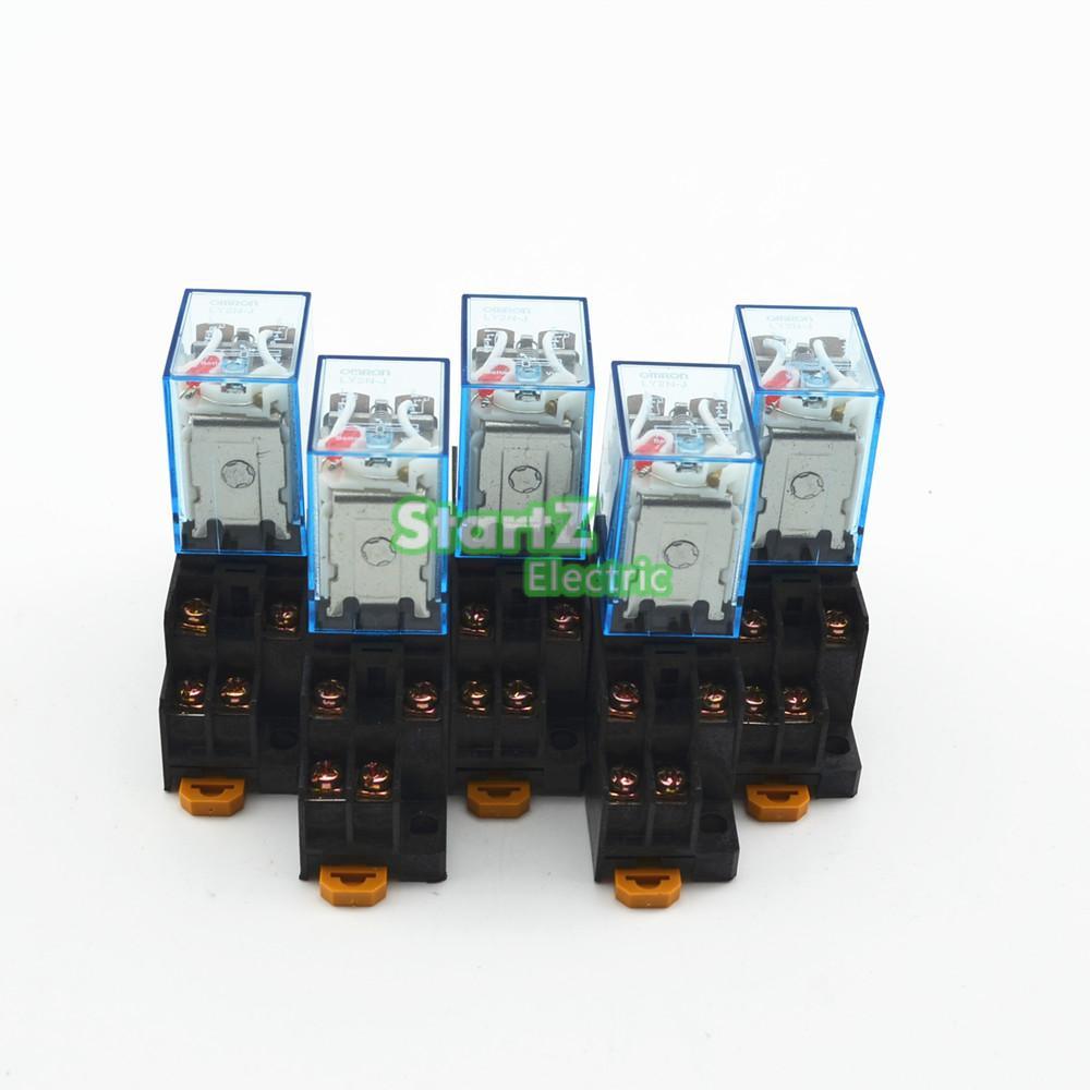 5Pcs/lot MY2NJ Mini relay | 5A DC24V 8PIN Coil DPDT With  Socket Base.