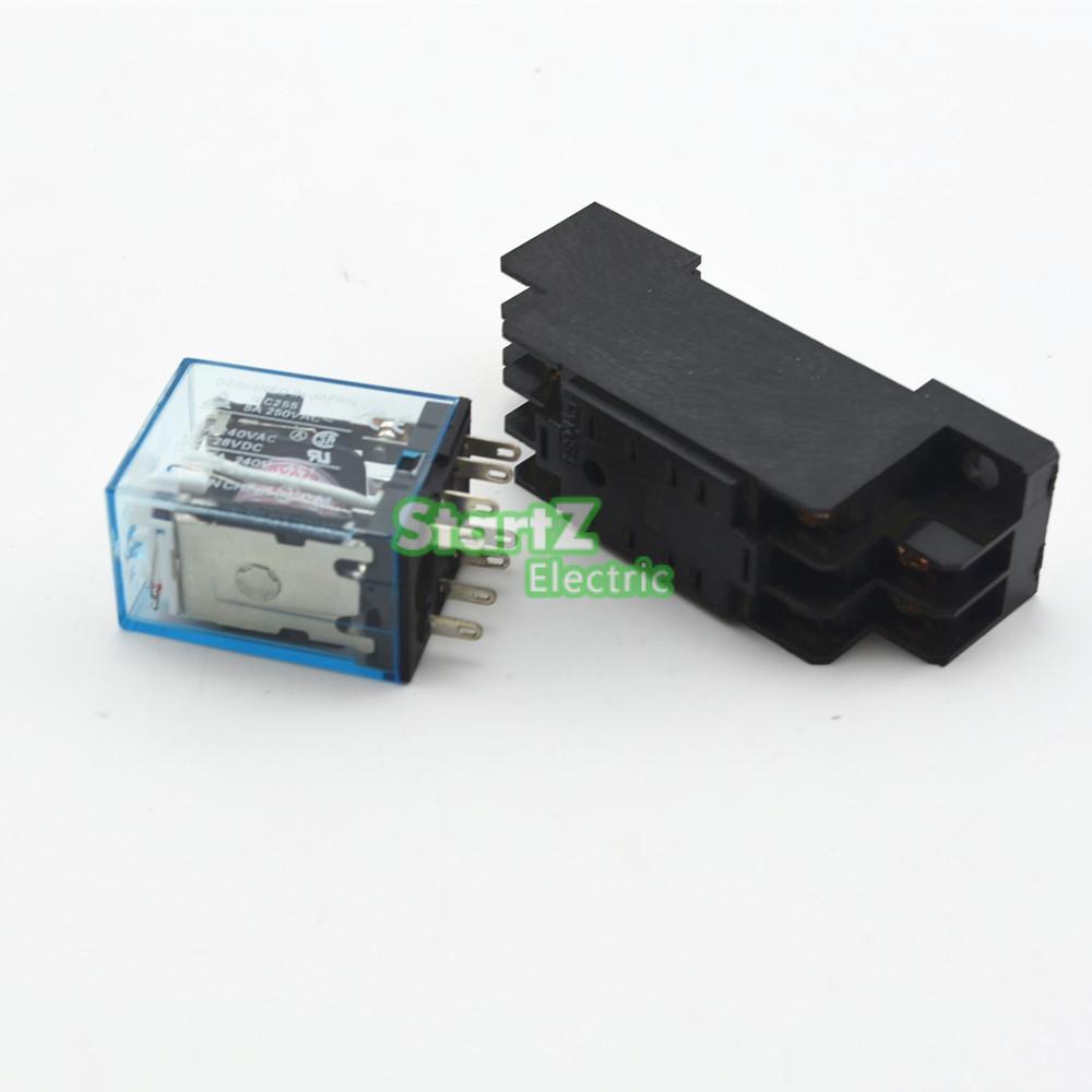 5Pcs/lot MY2NJ Mini relay | 5A DC24V 8PIN Coil DPDT With  Socket Base.