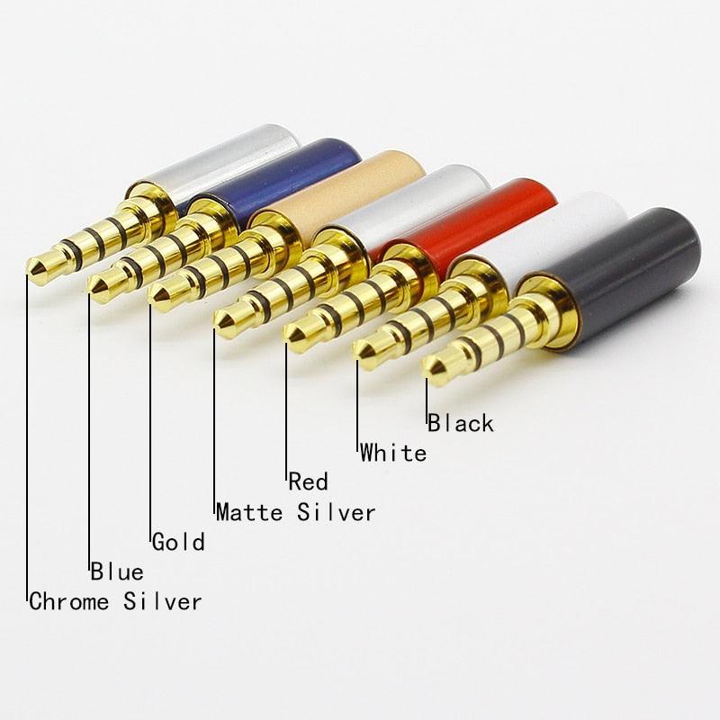 7pcs Copper Gold Plated 1/8" 3.5mm Male Mini Jack Plug soldering 4 pole plug Repair Headphone Cable Solder.