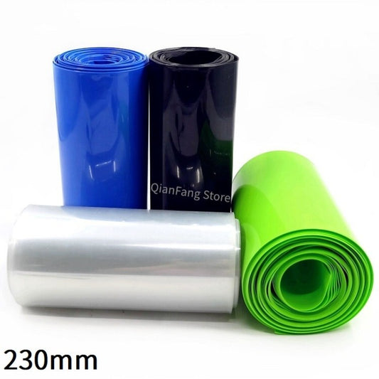 PVC Heat Shrink Tube 230mm Width Blue Black Green Shrinkable Cable Sleeve Sheath Pack Cover for 18650 Lithium Battery Film Wrap.