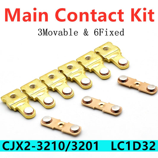 Main Contact Kit for Magnetic Contactor CJX2-3210 CJX2-3201 Stationary and Moving Contacts.