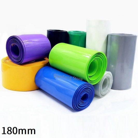 PVC Heat Shrink Tube 180mm Width Blue Multicolor Shrinkable Cable Sleeve Sheath Pack Cover for 18650 Lithium Battery Film Wrap.