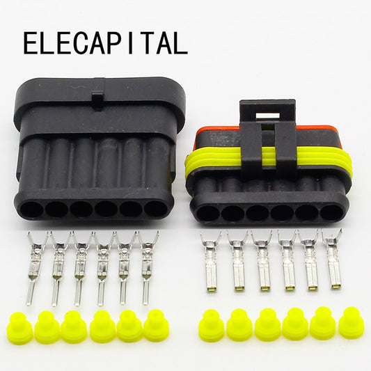 5 Sets NEW Car Part 6 Pin Way Sealed Waterproof Electrical Wire Auto Connector Plug Set Free Shipping.