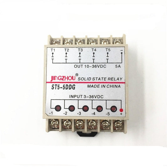 1pc 5DDG 5 Channel Din rail SSR Quintuplicate Five Input 3~32VDC Output 5~36VDC Single Phase DC Solid State Relay PLC Module.