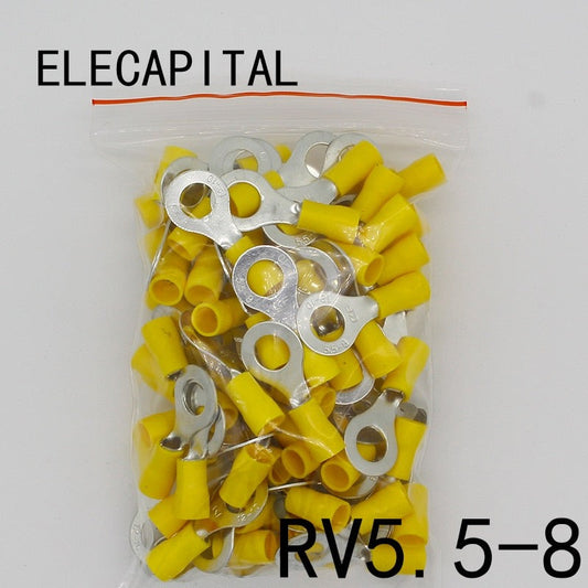 RV5.5-8 Yellow Ring insulated terminal suit 4-6mm2 Cable Wire Connector cable Crimp Terminal 50PCS/Pack RV5-8 RV.