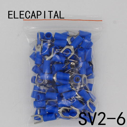 SV2-6 Blue insulation Furcate Terminal Cable Connector Wire Connector 100PCS/Pack SV2.5-6 SV.