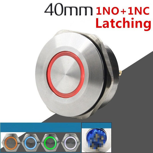 40MM 1NO 1NC Metal Locking Latching LED Push Button Switch.