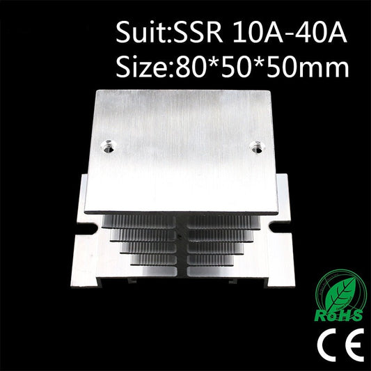 1 pcs New Aluminum Fins Single Phase Solid State Relay SSR 10A to 40A Aluminum Heat Sink Dissipation Radiator Newest  Rail Mount.