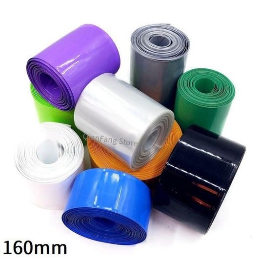 PVC Heat Shrink Tube 160mm Width Blue Multicolor Shrinkable Cable Sleeve Sheath Pack Cover for 18650 Lithium Battery Film Wrap.