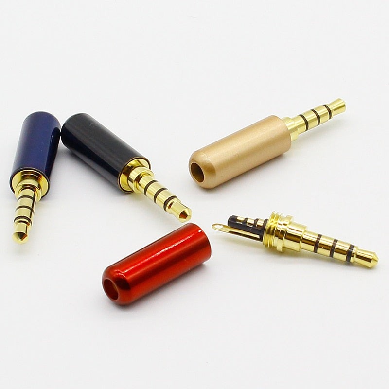 7pcs Copper Gold Plated 1/8&quot; 3.5mm Male Mini Jack Plug soldering 4 pole plug Repair Headphone Cable Solder.