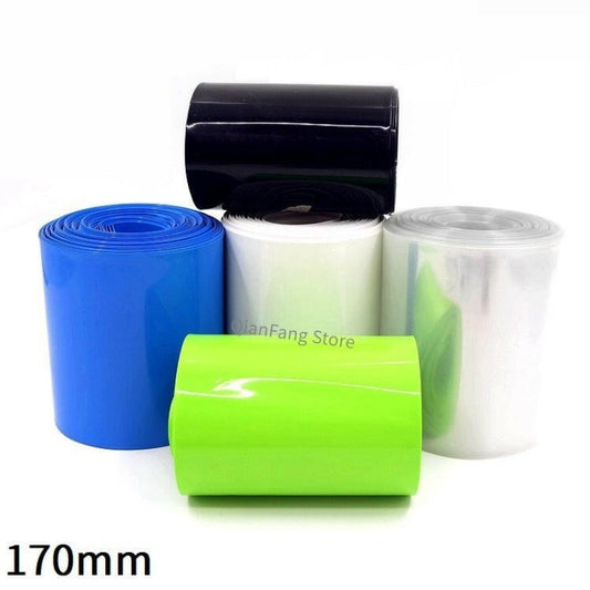 PVC Heat Shrink Tube 170mm Width Blue Multicolor Shrinkable Cable Sleeve Sheath Pack Cover for 18650 Lithium Battery Film Wrap.