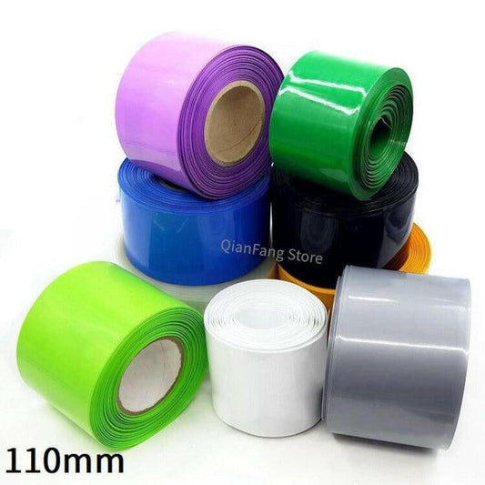 PVC Heat Shrink Tube 110mm Width Blue Multicolor Shrinkable Cable Sleeve Sheath Pack Cover for 18650 Lithium Battery Film Wrap.