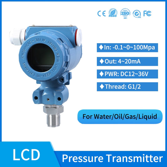 G1/2 IP65 Pressure Sensor Hydraulic Pressure Transmitter with LCD display 0-40Mpa Pressure Transducer.