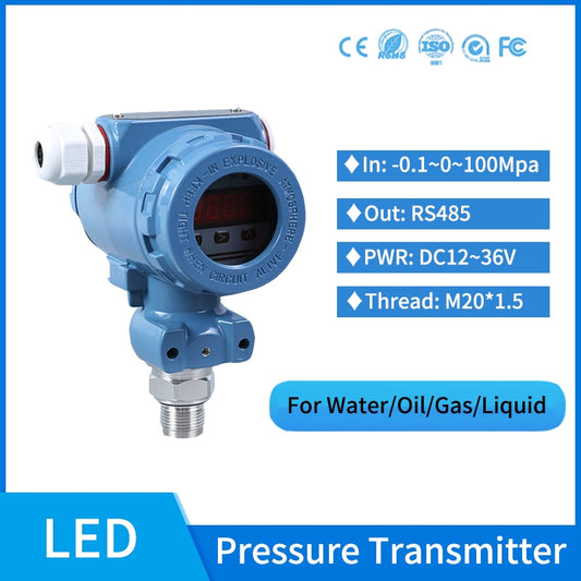 RS485 MODBUS LED Flush Diaphragm Pressure Transducer 60Mpa Hydraulic Oil Pressure Sensor Pressure Transmitter.