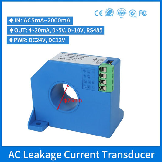 AC 5ma 10ma 20ma Leakage Current Transmitter Analog Output 4-20ma 0-10v AC Leakage Current Sensor Transducer.