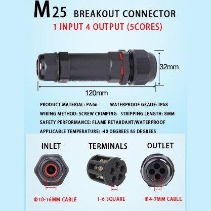 IP68 Waterproof Connector Assembly Type Wire And Cable Breakout Connector 2/3/4/5PIN Optional.